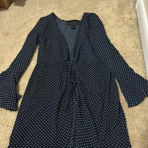Navy blue dress will bell sleeves